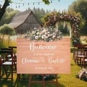 Panneau de Bienvenue Mariage en Bois