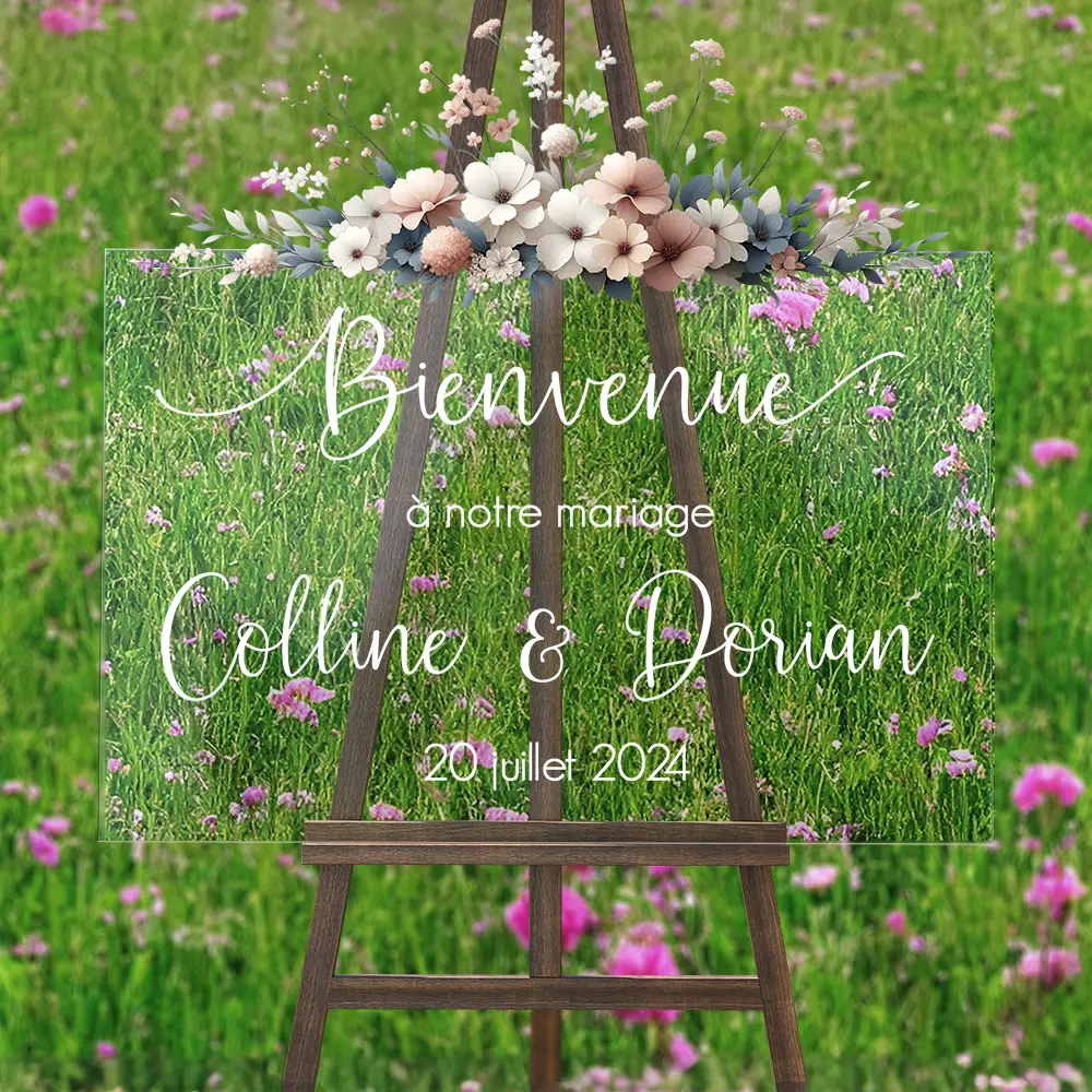Bienvenue au Mariage Plexiglas panneau d'accueil mariage