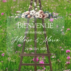 Plexi Bienvenue Mariage panneau plexiglas transparent mariage