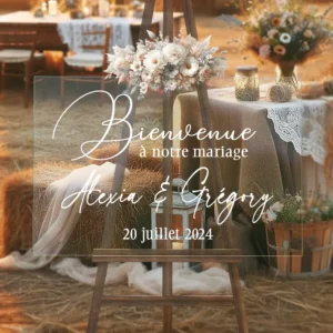plaque de bienvenue plexiglasse mariage