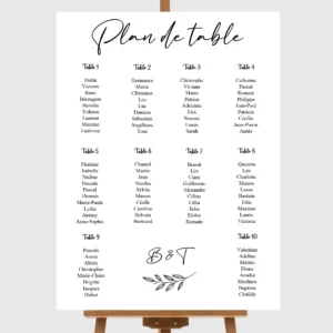 Panneau Plan de Table Mariage